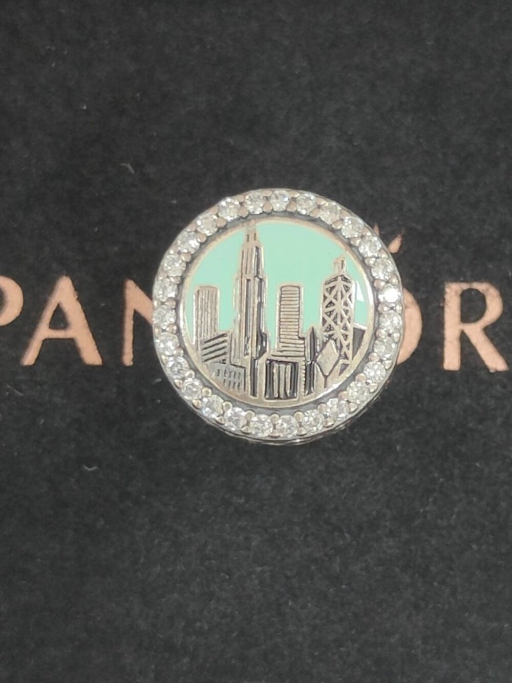 Pandora Chicago City Skyline Exclusive Bead Charm Button S925 Silver Pendant